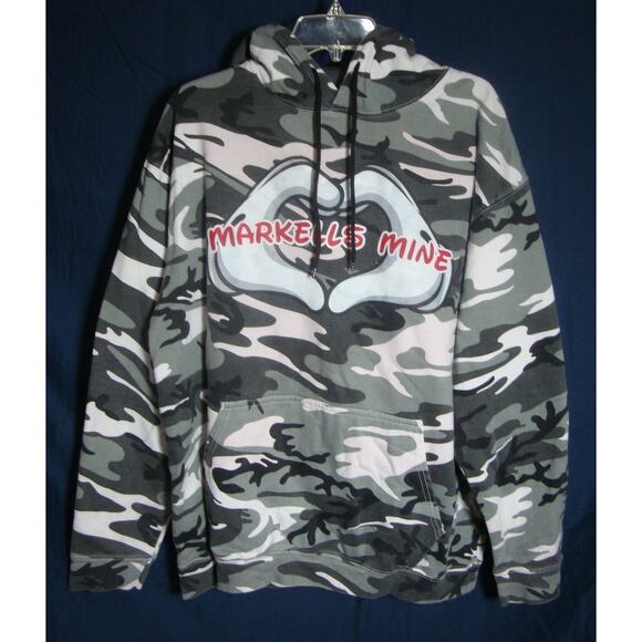 Pink Camo Hoodie Luckiest Girl Heart XL Boyfriend Sweatshirt Fleece Line Markell - Picture 2 of 3